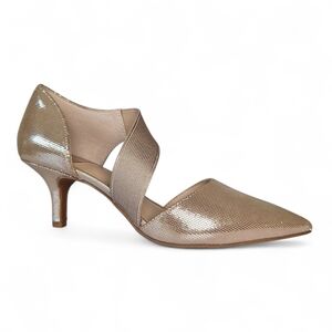 Alex Marie Brandlin Metallic Shimmer Gold Pointed Toe Kitten Heel Pumps